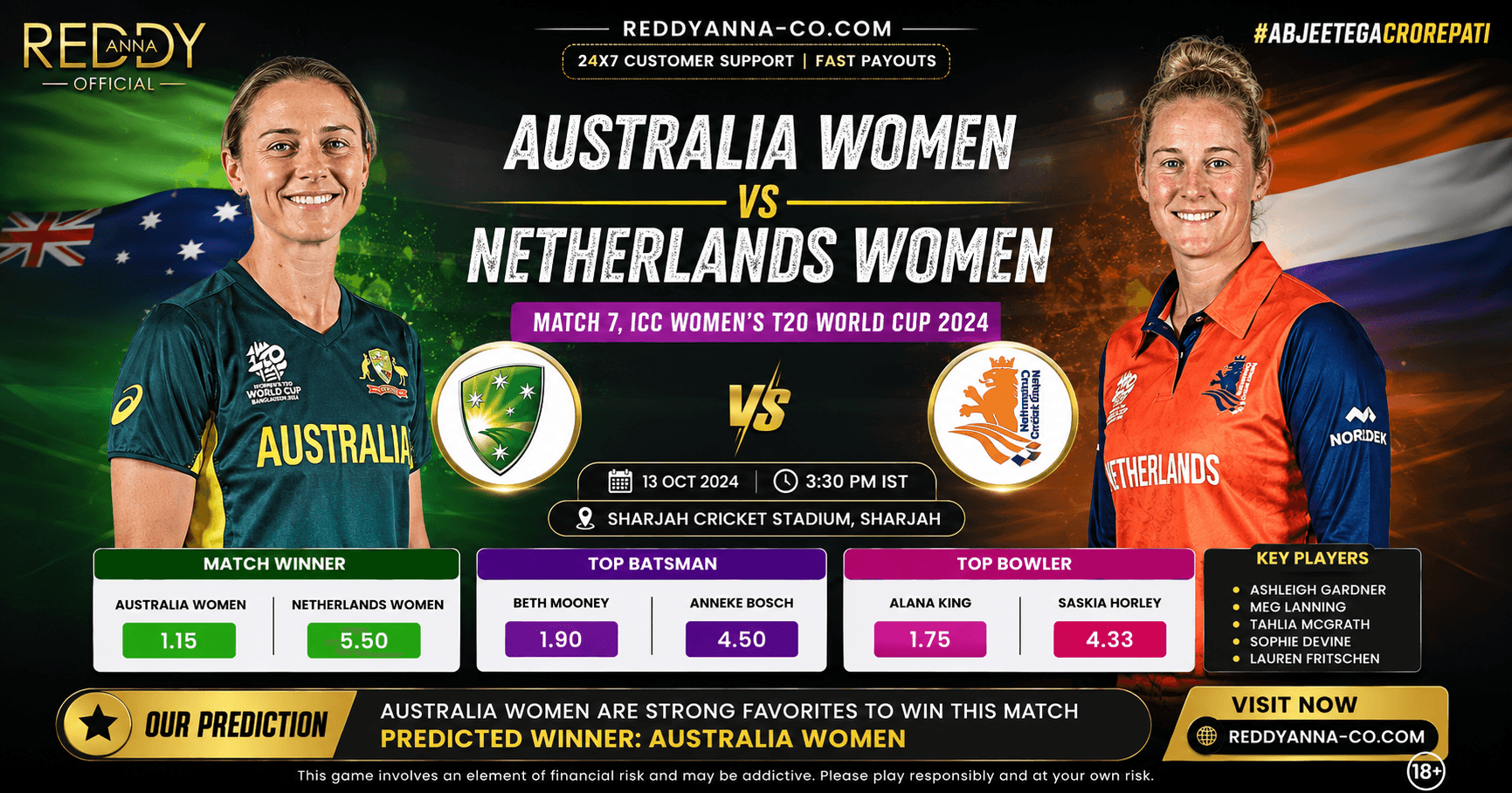 Australia Women vs Netherlands Women Betting Tips and Prediction