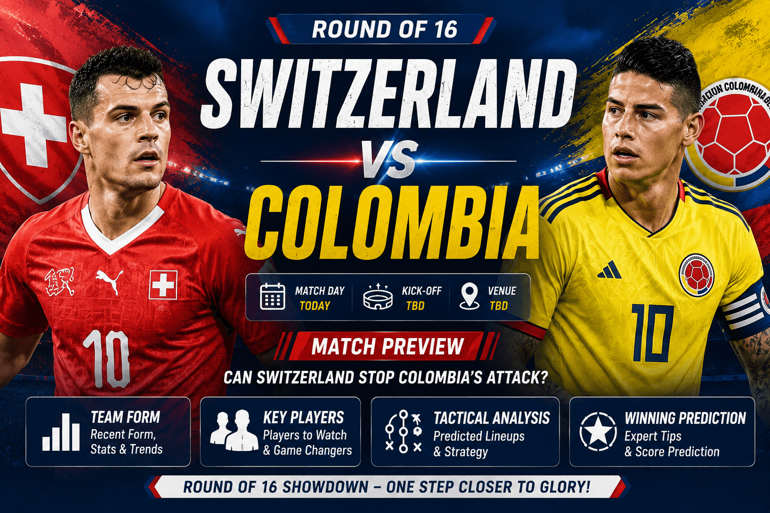 Switzerland vs Colombia Prediction: Round of 16 Match Preview