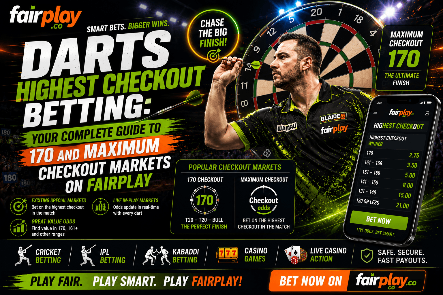 Darts Highest Checkout Betting: Your Complete Guide to 170 and Maximum Checkout Markets on Fairplay