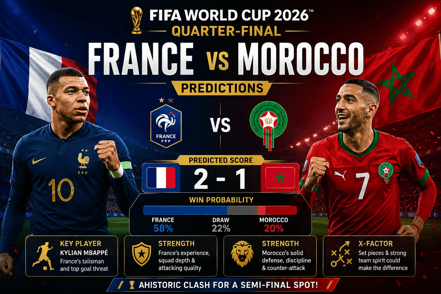 France vs Morocco: FIFA WC Quarter-Final Predictions