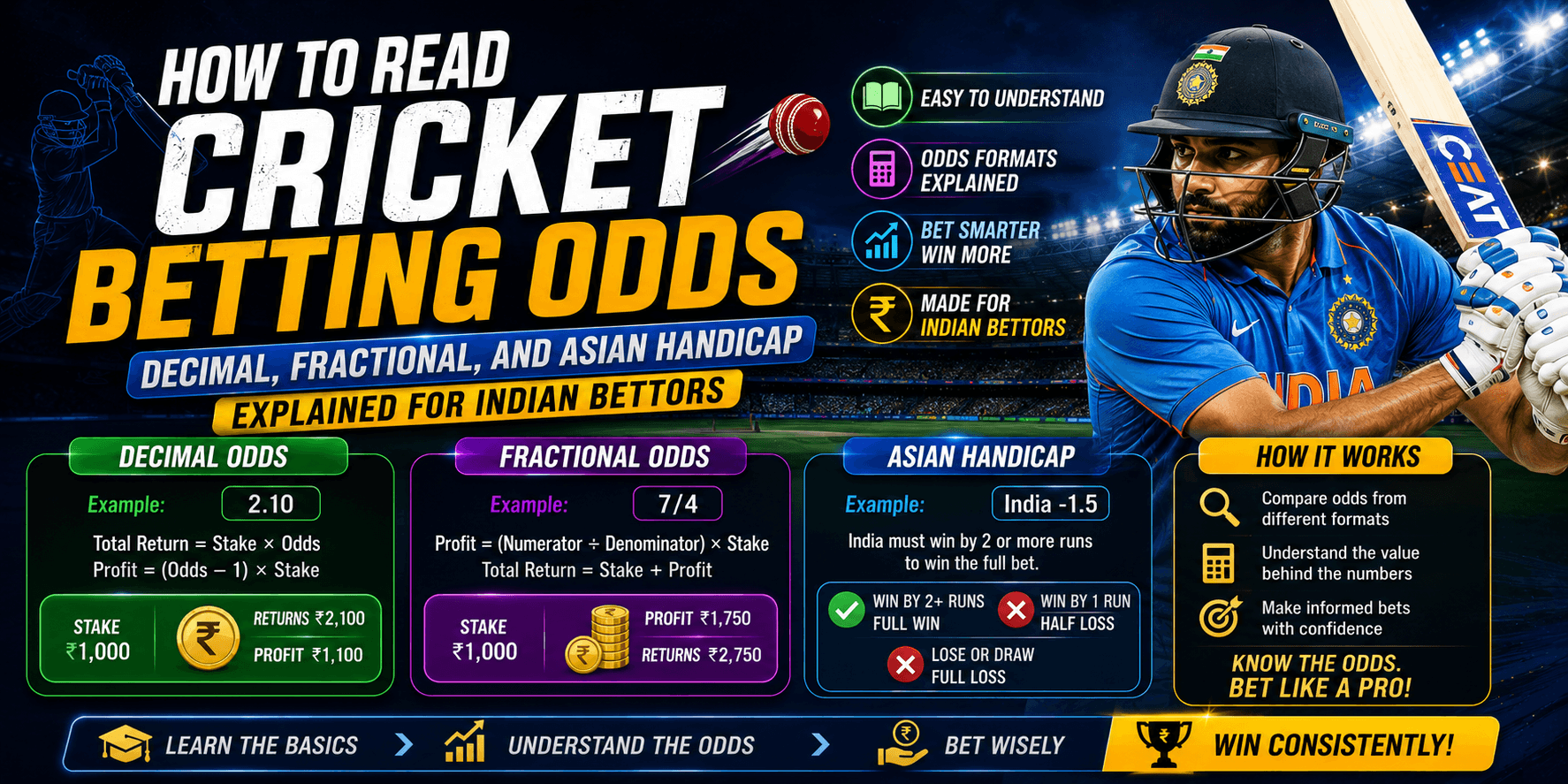 How to Read Cricket Betting Odds, Decimal, Fractional, and Asian Handicap Explained for Indian Bettors
