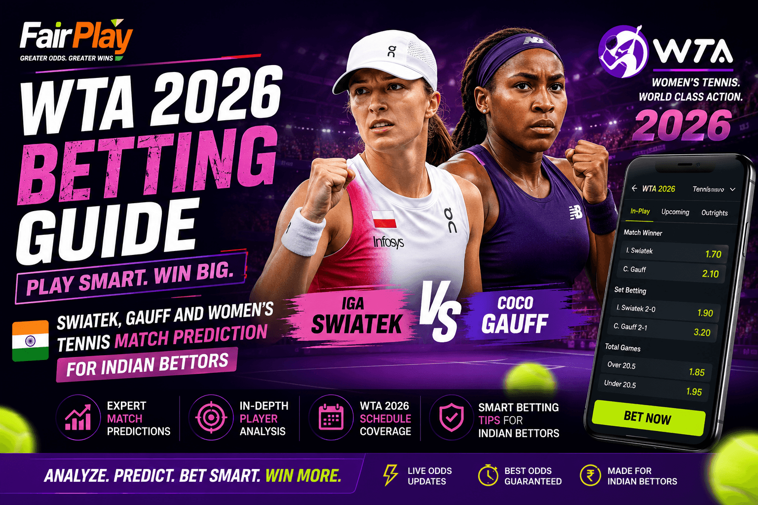 WTA 2026 Betting Guide: Swiatek, Gauff and Women's Tennis Match Prediction for Indian Bettors